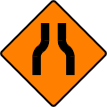 Road Narrows on Both Sides