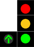4 aspect traffic signal with green go straight