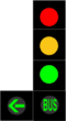 5 aspect traffic signal with bus and arrow