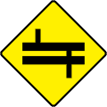 Staggered Crossroads Ahead at Dual C'way - Left